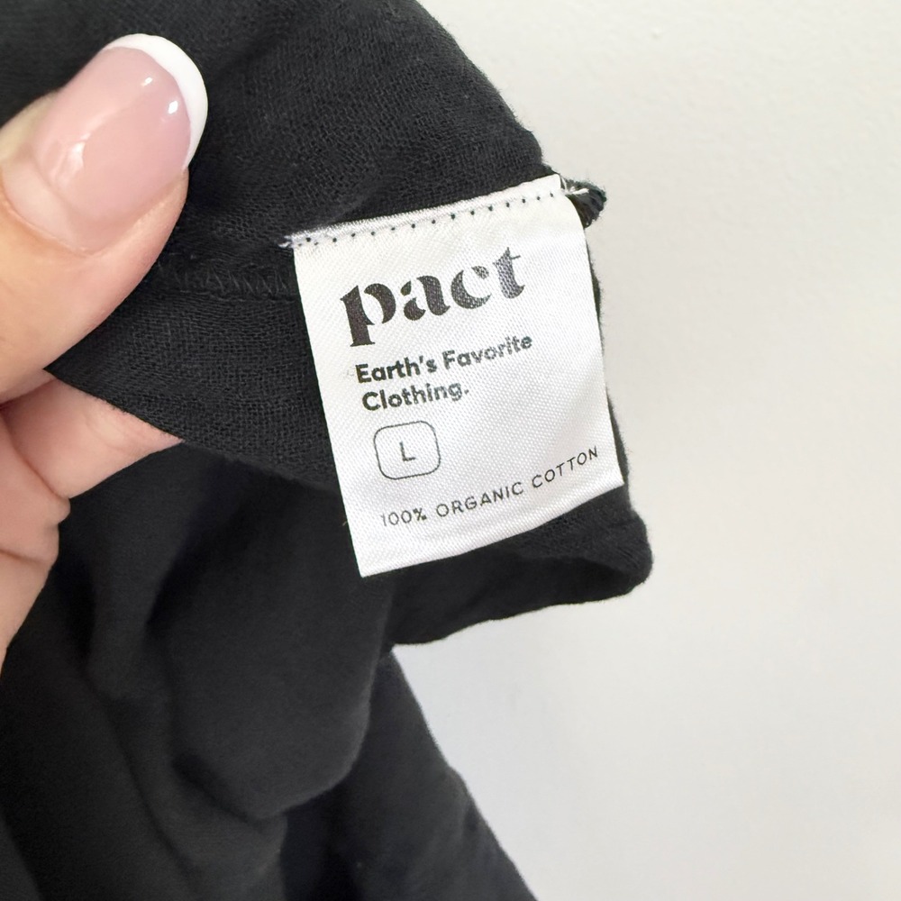 Pact Coastal Double Gauze Jumpsuit Black Organic Cotton Size L - Picture 6 of 7